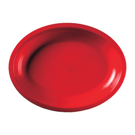 Vassoio Plastica Ovale Rosso Round PP 315x220mm (25 Pezzi)