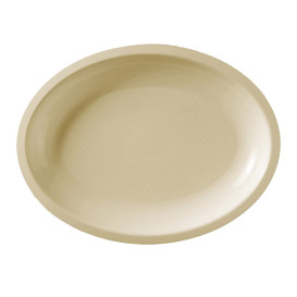 Vassoio Plastica Ovale Crema Round PP 255x190mm (50 Pezzi)