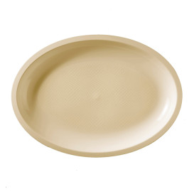 Vassoio Plastica Ovale Crema Round PP 315x220mm (25 Pezzi)