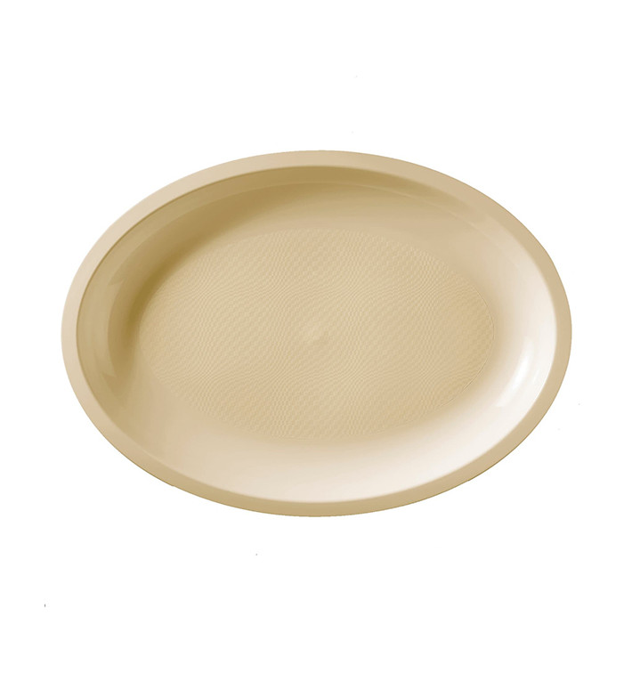 Vassoio Plastica Ovale Crema Round PP 315x220mm (25 Pezzi) Vassoio Plastica Ovale Crema Round PP 315x220mm (25 Pezzi)
