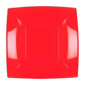 Piatto Plastica Fondo Rosso Nice PP 180mm (25 Pezzi)