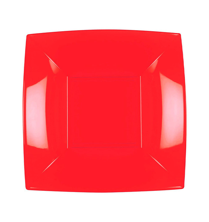 Piatto Plastica Fondo Rosso Nice PP 180mm (25 Pezzi)