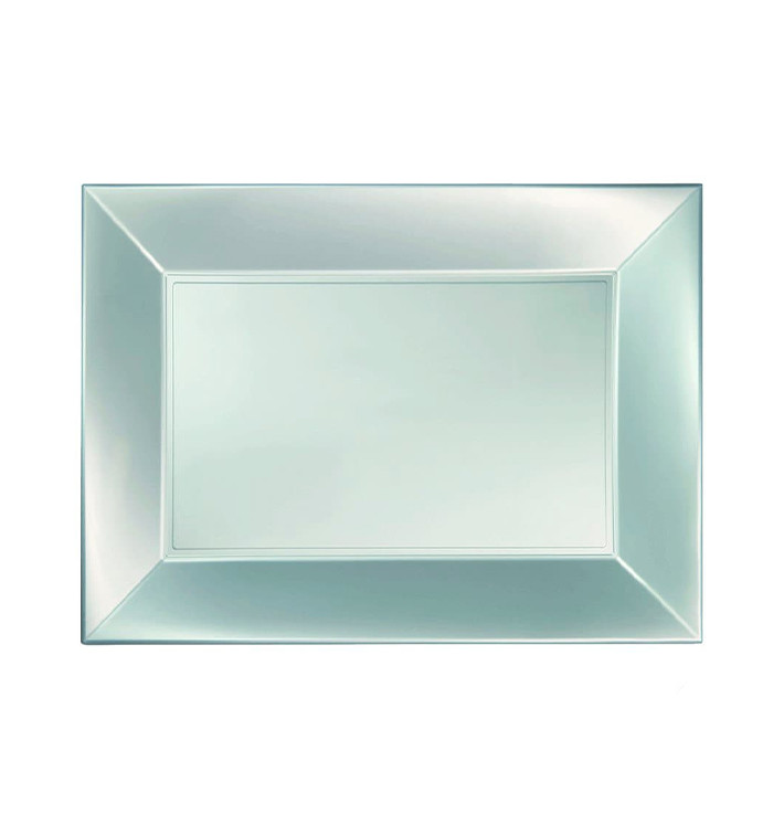 Vassoio Plastica Argento Nice Pearl PP 280x190mm (12 Pezzi) Vassoio Plastica Argento Nice Pearl PP 280x190mm (12 Pezzi)