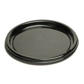 Vassoio di Plastica Rotondo Nero 30 cm (10 Pezzi)