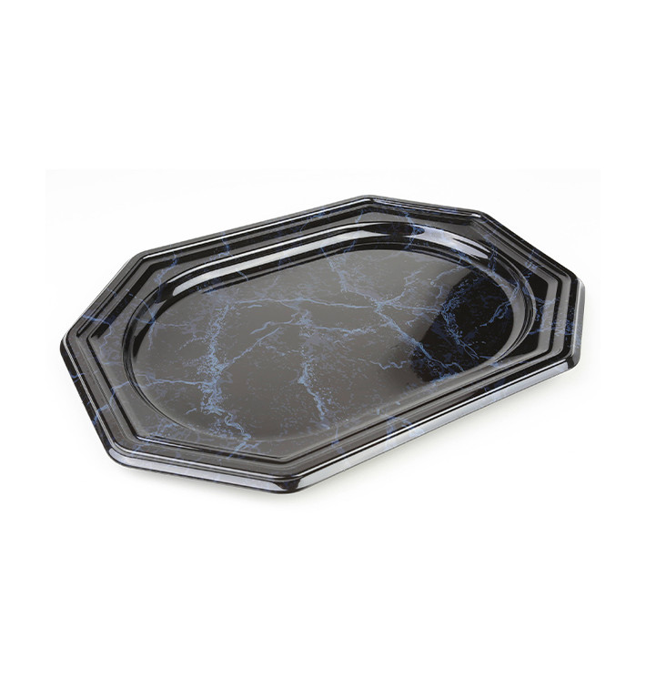 Vassoio di Plastica Ottagonale Marmo 27x19 cm (5 Pezzi) Vassoio di Plastica Ottagonale Marmo 27x19 cm (5 Pezzi)