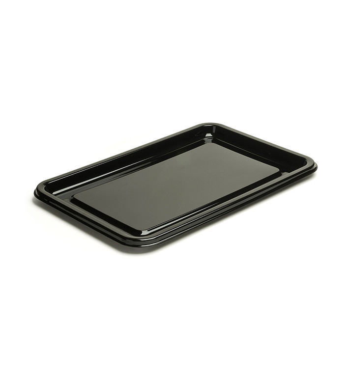 Vassoio Plastica Rettangolare Nero 35x24 cm (50 Pezzi)