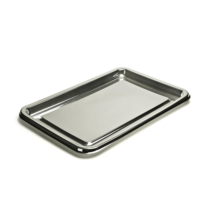 Vassoio Plastica Rettangolare Argento 55X37 cm (5 Pezzi) Vassoio Plastica Rettangolare Argento 55X37 cm (5 Pezzi)