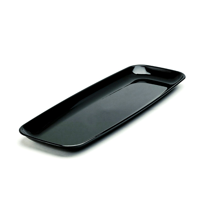 Vassoio Rettangolare Rigida Nero 22x56cm (5 Pezzi) Vassoio Rettangolare Rigida Nero 22x56cm (5 Pezzi)
