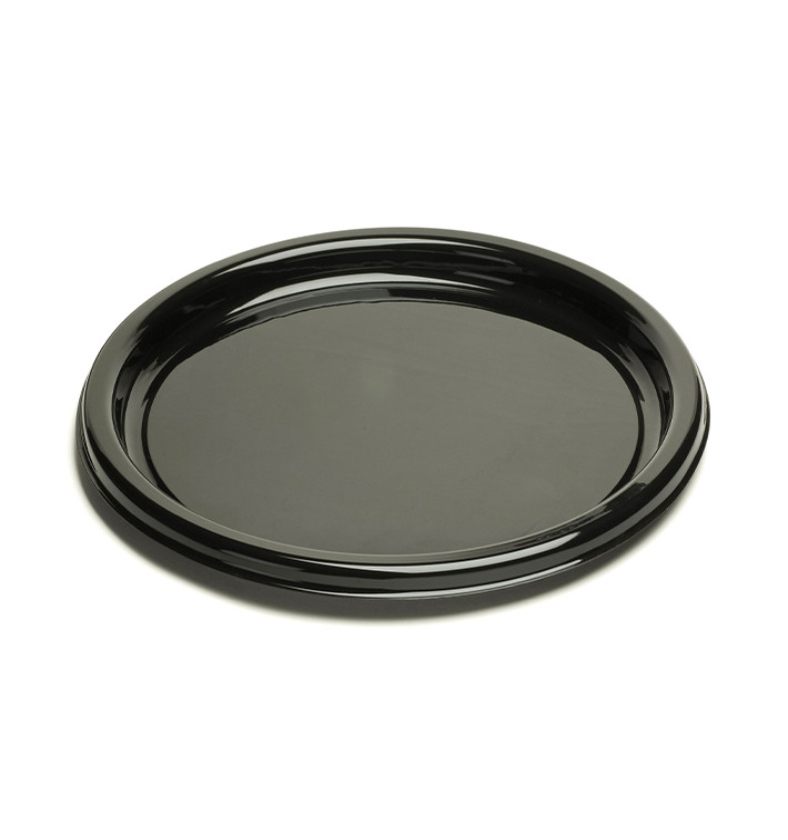 Piatto di Plastica Tondo Nero 23 cm (250 Pezzi) Piatto di Plastica Tondo Nero 23 cm (250 Pezzi)