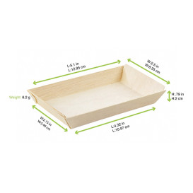 Vassoio di Legno 13x6,5x2cm 125ml (25 Pezzi)