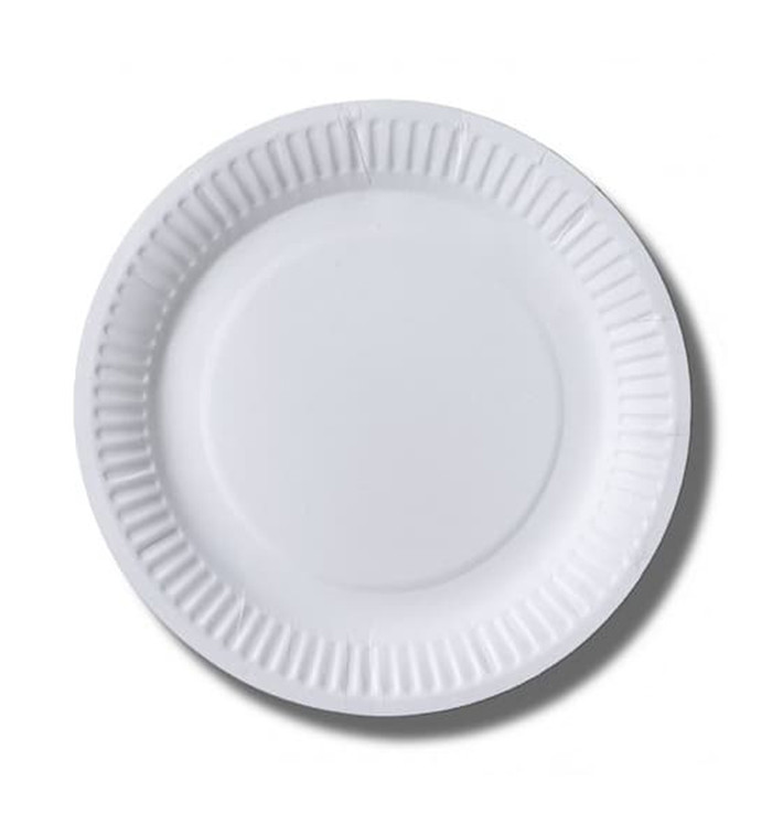 Piatto di Carta Biocoated Bianco Ø18 cm (800 Pezzi) Piatto di Carta Biocoated Bianco Ø18 cm (800 Pezzi)