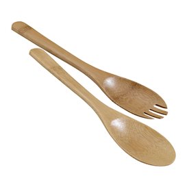 Cucchiaio e Forchetta di Bambu per Insalate 25cm (1 Pezzi)
