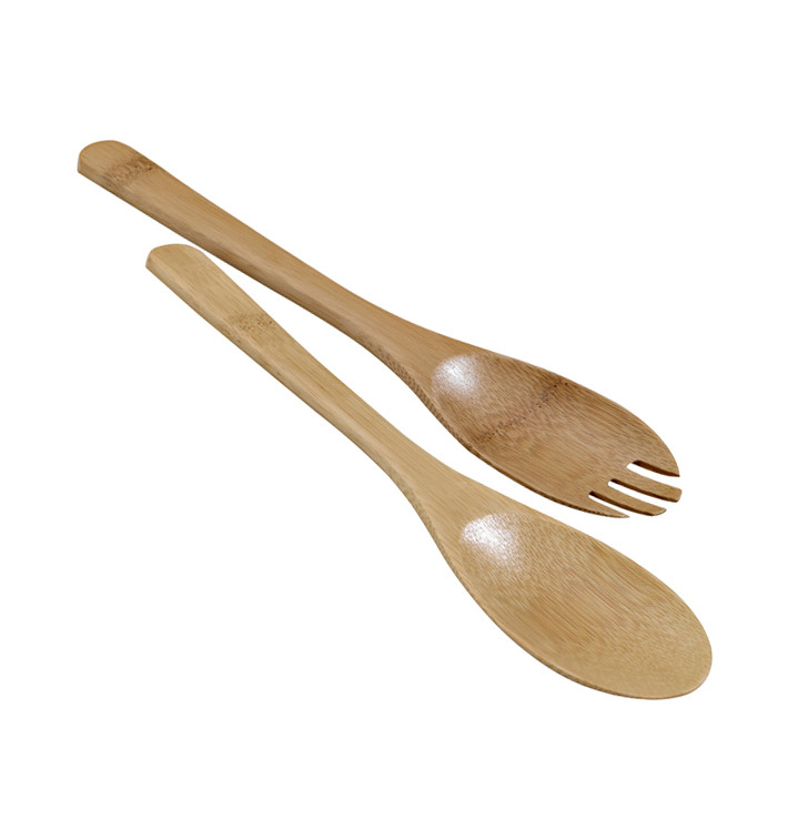 Cucchiaio e Forchetta di Bambu per Insalate 25cm (1 Pezzi) Cucchiaio e Forchetta di Bambu per Insalate 25cm (1 Pezzi)