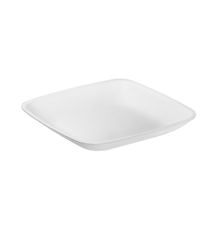 Piatto Quadrato Canna da Zucchero Bianco 6,5x6,5cm (300 Pezzi) Piatto Quadrato Canna da Zucchero Bianco 6,5x6,5cm (300 Pezzi)