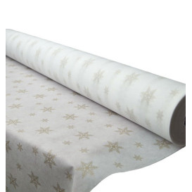 Tovaglia Rotolo Non Tessuto Bianco "Stelle" Oro 1,2x50m 50g (6 Pezzi)