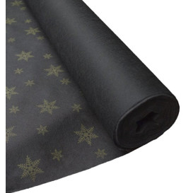 Tovaglia Rotolo Non Tessuto Nero "Stelle" Oro 1,2x50m 50g (6 Pezzi)