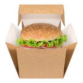 Scatola Hamburger Gourmet Kraft 13x13x13cm (150 Pezzi)