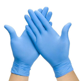 Guanti in Nitrile Senza Polvere Blu Taglia L AQL 1.5 (100 Pezzi)