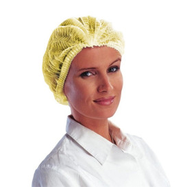 Cuffia di Polipropilene Fisarmonica Giallo Doppio elastico Ø53cm (1.000 pezzi)