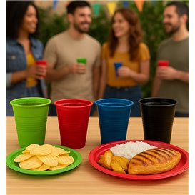 Bicchiere di Plastica PS Verde 200ml Ø7cm (50 Pezzi)