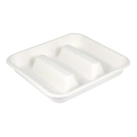 Contenitore per Tacos di Canna da Zucchero Bianco 18,5x18,5cm (50 Pezzi)