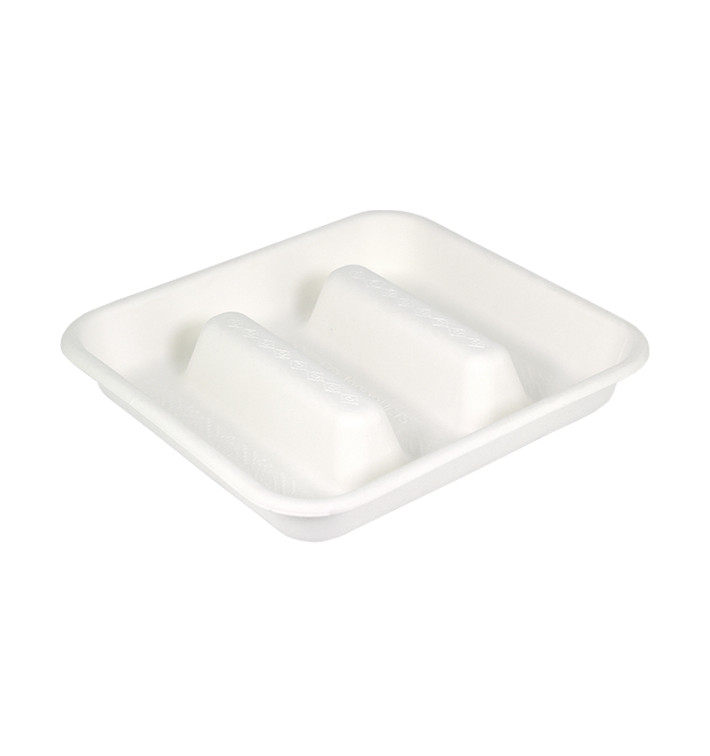 Contenitore per Tacos di Canna da Zucchero Bianco 18,5x18,5cm (300 Pezzi)