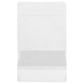 Sacchetto DoyPack di Carta con chiusura e finestra Bianco 12+6x20cm (1000 Pezzi)