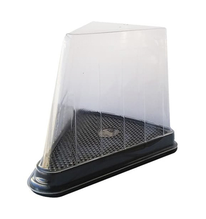 Scatola Plastica per Porzione Torte Trasp-Nero (50 Pezzi) Scatola Plastica per Porzione Torte Trasp-Nero (50 Pezzi)