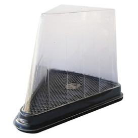 Scatola Plastica per Porzione Torte Trasp-Nero (300 Pezzi)