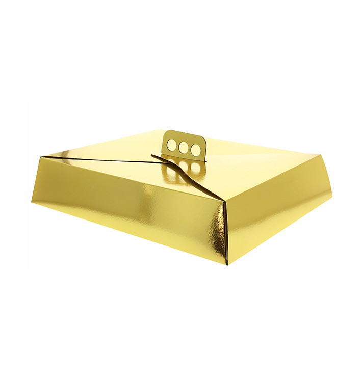 Scatola di Carta per Torte Oro 19x25x8 cm (100 Pezzi) Scatola di Carta per Torte Oro 19x25x8 cm (100 Pezzi)