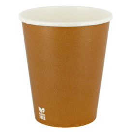 Bicchiere di Carta Senza Plastica 8 Oz/240ml "Caramello" Ø8cm (50 Pezzi)