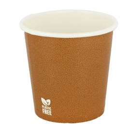 Bicchiere di Carta Senza Plastica 4Oz/120ml "Caramello" Ø6,2cm (100 Pezzi)