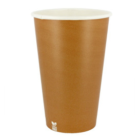 Bicchiere di Carta Senza Plastica 16 Oz/480ml "Caramello" Ø9cm (50 Pezzi)