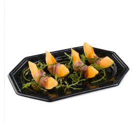 Vassoio di Plastica Ottagonale Marmo 36x24 cm (5 Pezzi)