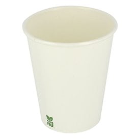 Bicchiere di Carta Senza Plastica 8 Oz/240ml Bianco Ø8cm (1.000 Pezzi)