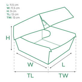 Scatola Hamburger Kraft XXL Doppia Chiusura 13x13x9cm (50 Pezzi)