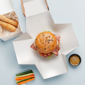 Scatola Hamburger Gourmet Kraft 13x13x13cm (150 Pezzi)