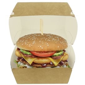 Scatola Hamburger Mega Kraft Doppia Chiusura 15,5x15,5x10cm (50 Pezzi)