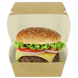 Scatola Hamburger Kraft XXL Doppia Chiusura 13x13x9cm (400 Pezzi)