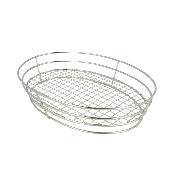 Cesto Ovale Acciaio Argento 280x205x57mm (24 Pezzi) Cesto Ovale Acciaio Argento 280x205x57mm (24 Pezzi)