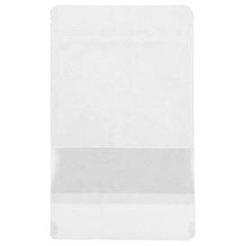 Sacchetto DoyPack di Carta con chiusura e finestra Bianco 20+10x30cm (500 Pezzi)