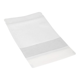 Sacchetto DoyPack di Carta con chiusura e finestra Bianco 20+10x30cm (500 Pezzi)