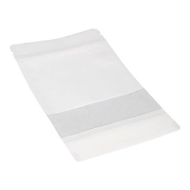 Sacchetto DoyPack di Carta con chiusura e finestra Bianco 20+10x30cm (50 Pezzi)
