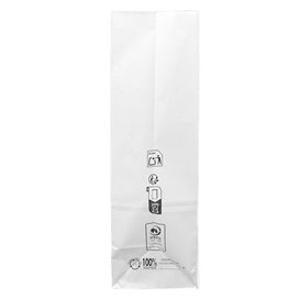 Sacchetto di Carta Kraft Bianco 50g/m² 15+9x28cm (25 Pezzi)