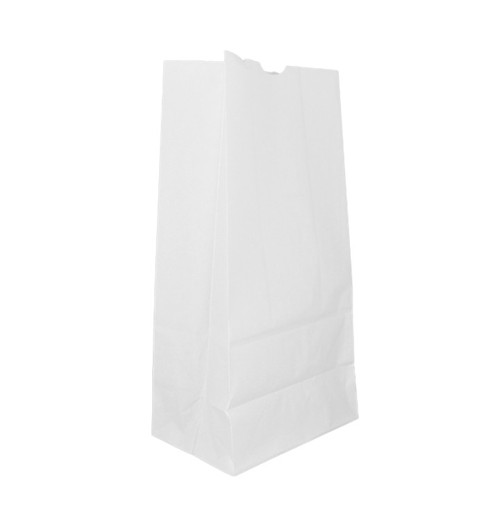 Sacchetto di Carta Kraft Bianco 60g/m² 18+11x34cm (25 Pezzi)