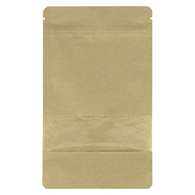 Sacchetto DoyPack di Carta con chiusura e finestra 12+6x20cm (50 Pezzi)
