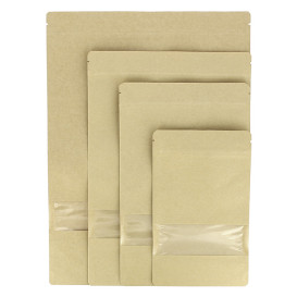 Sacchetto DoyPack di Carta con chiusura e finestra 16+8x26cm (50 Pezzi)