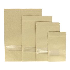 Sacchetto DoyPack di Carta con chiusura e finestra 16+8x26cm (1000 Pezzi)