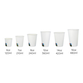 Bicchiere di Carta ECO 12Oz/360ml Bianco Ø8cm (100 Pezzi)