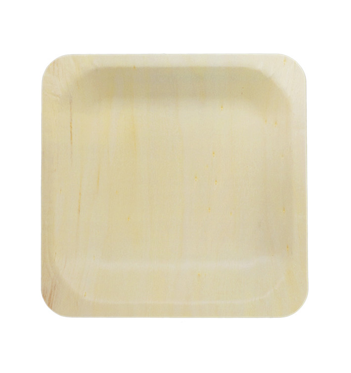 Piatto di Legno quadrato 14x14cm (50 Pezzi) Piatto di Legno quadrato 14x14cm (50 Pezzi)